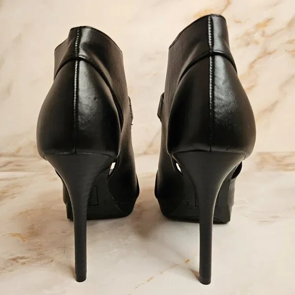 Brash Black Open Toe Heels with Buckle, Size 6 - Picture 4 of 10